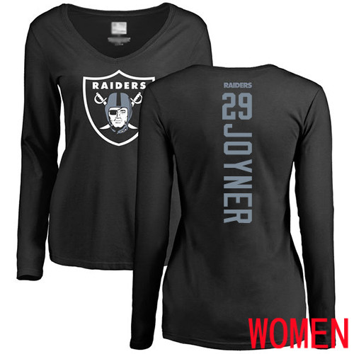 Oakland Raiders Black Women Lamarcus Joyner Backer NFL Football #29 Long Sleeve T Shirt->women nfl jersey->Women Jersey